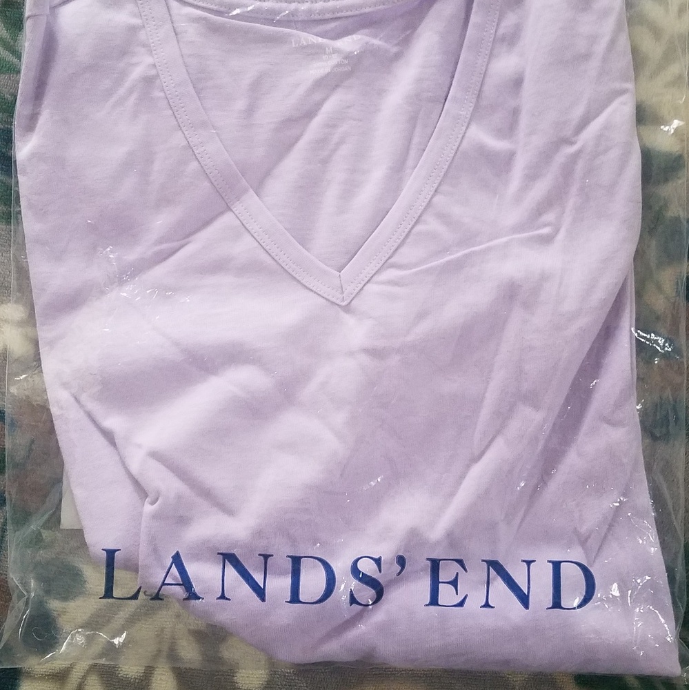 Land's End lavender V neck shirt